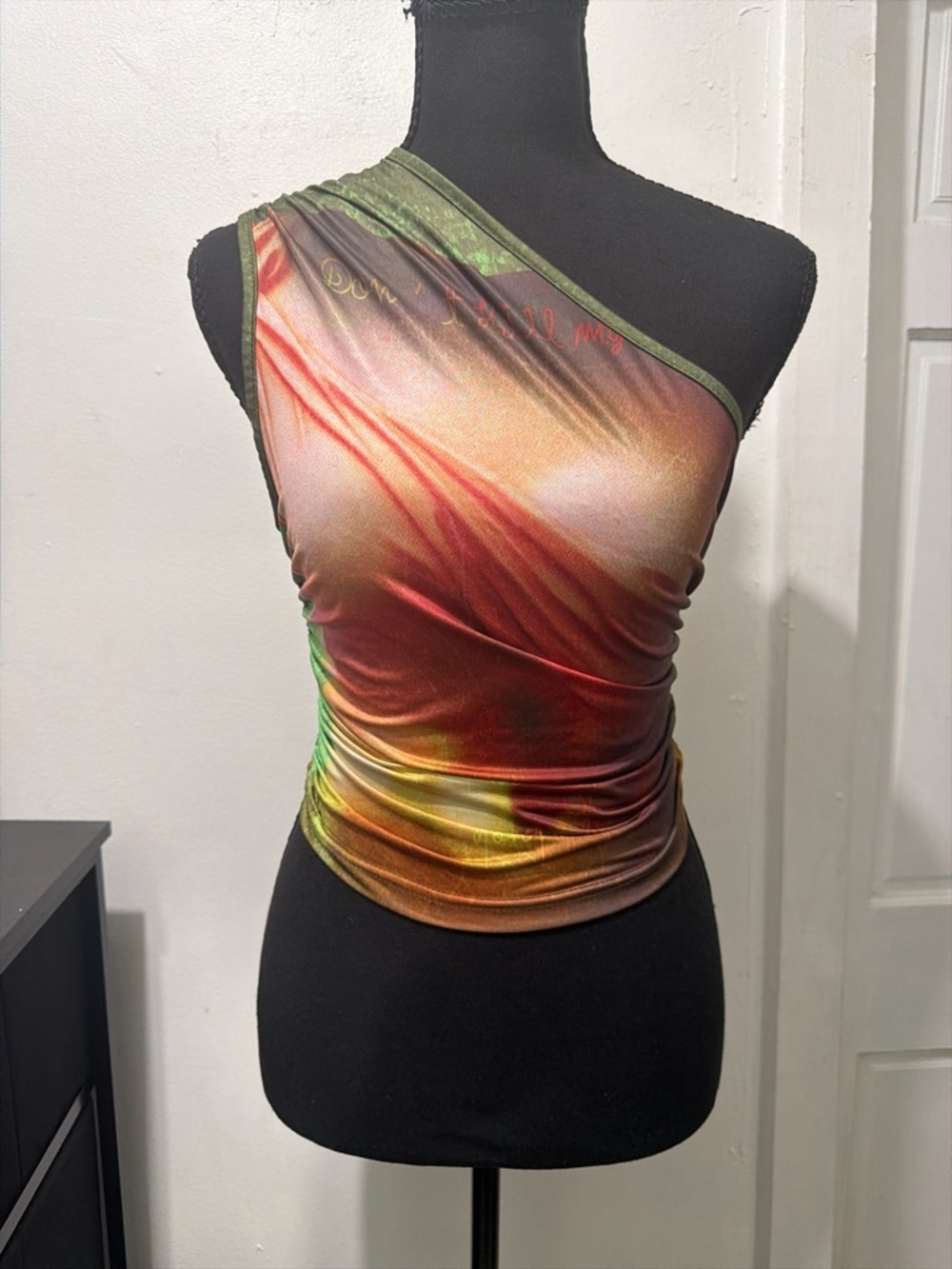 Asymmetric One-Shoulder Multicolor Satin Top